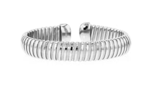 Italian Rhodium-Plated Tubogas Cuff Bracelet