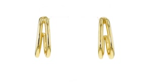 14kt Yellow Gold-Plated Double-Row J-Hoop Earrings