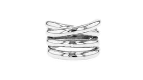 Sterling Silver-Plated Multi-Row Ring