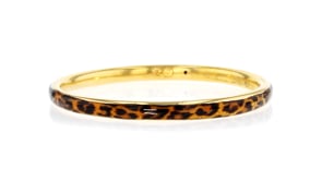 Italian Leopard-Print Enamel Bangle Bracelet in 18kt Gold Over Sterling