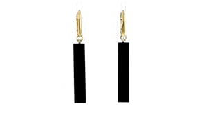 Onyx Bar Drop Earrings in 18kt Gold Over Sterling