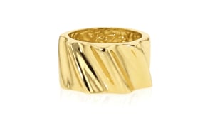 Italian 18kt Yellow Gold-Plated Grooved Ring