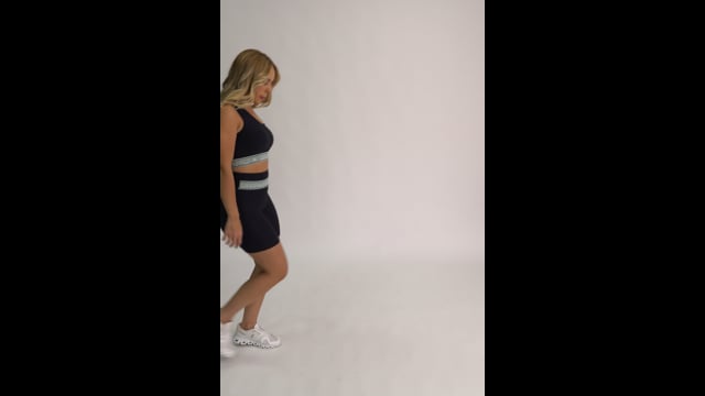 Short Fitness Cintura Alta Preto com Elástico Verde Send