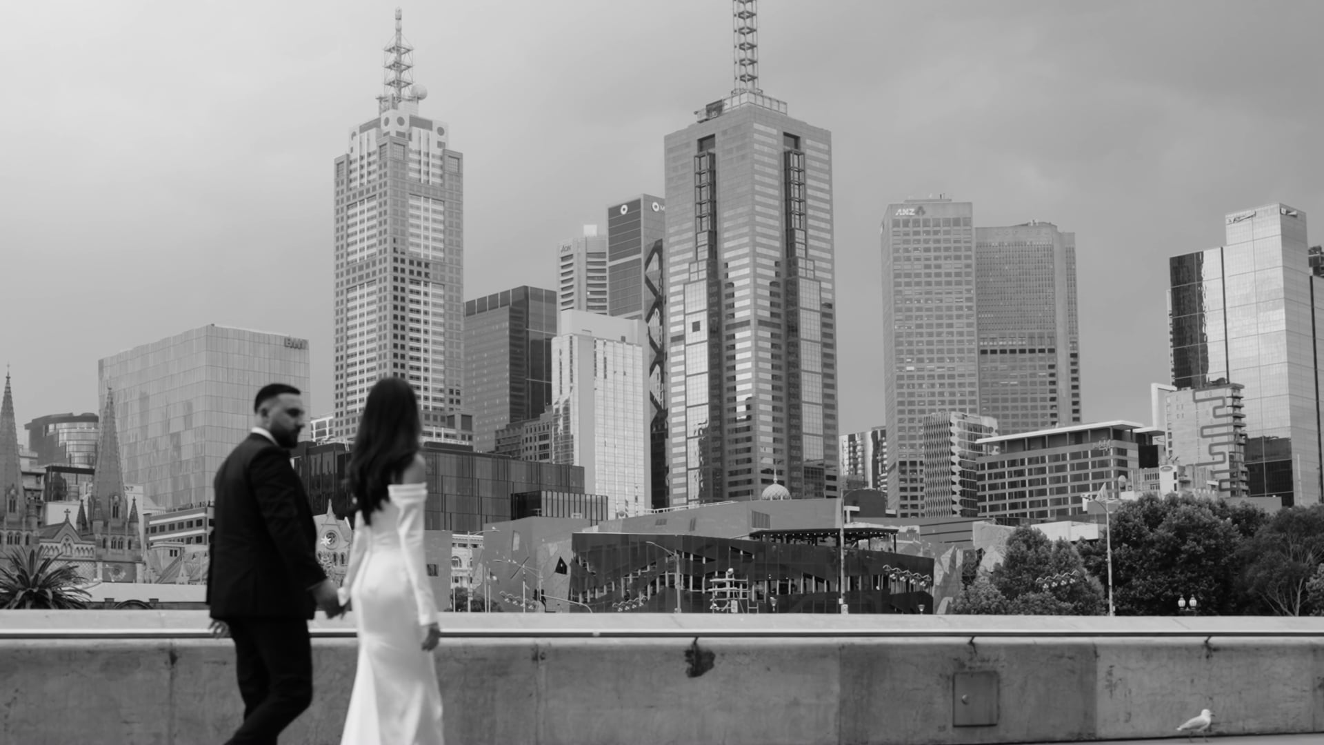 Metropolis, Southbank wedding — couple on the wedding day, photographed by C2 Films