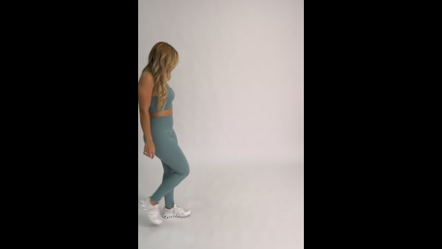 Conjunto Legging Canelada Básica Azul Bold