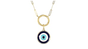 Italian Multicolored Enamel Evil Eye Charm in 14kt Yellow Gold