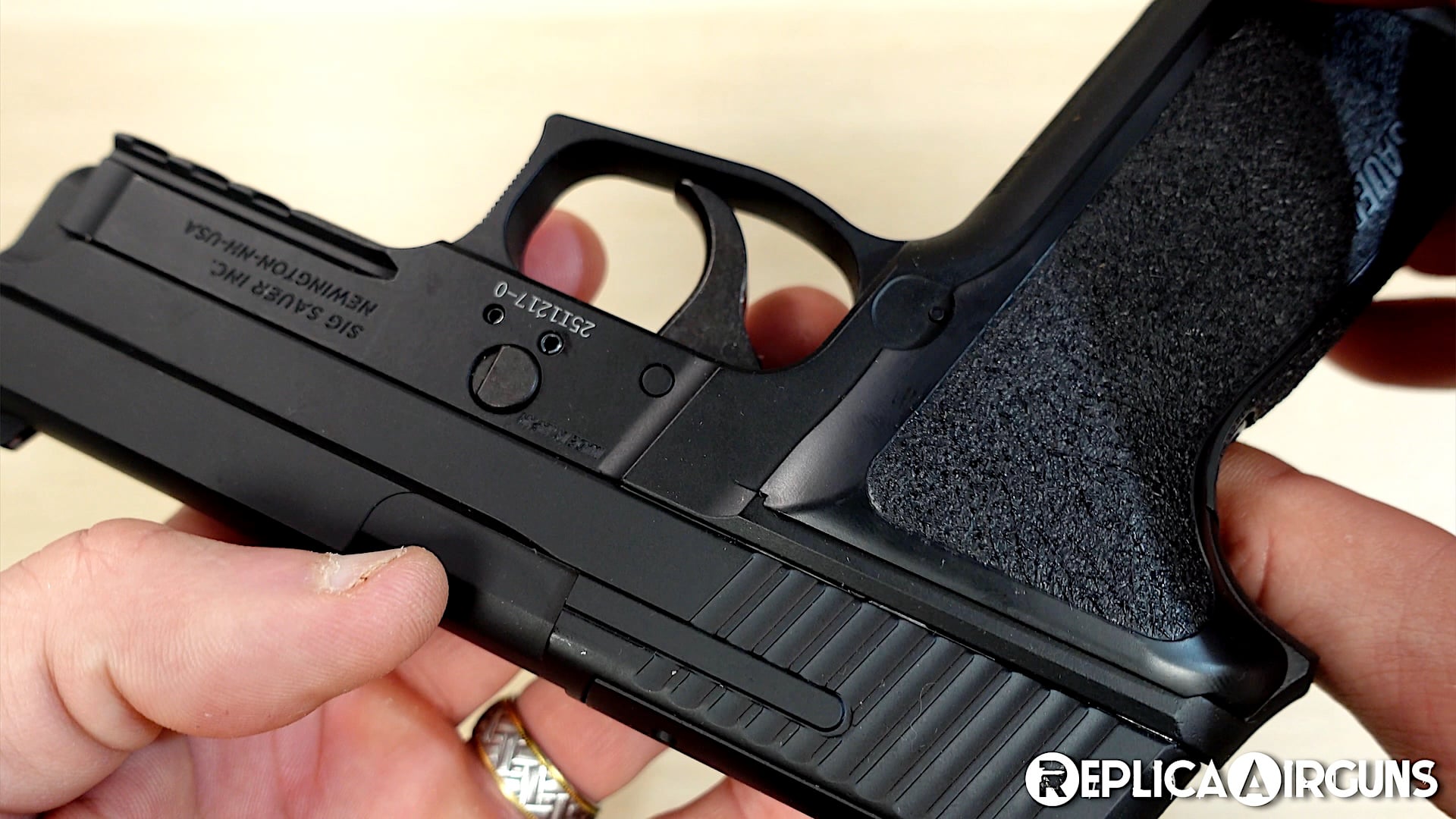 Sig Sauer P229 CO2 Blowback .177 Pellet Pistol Table Top Review