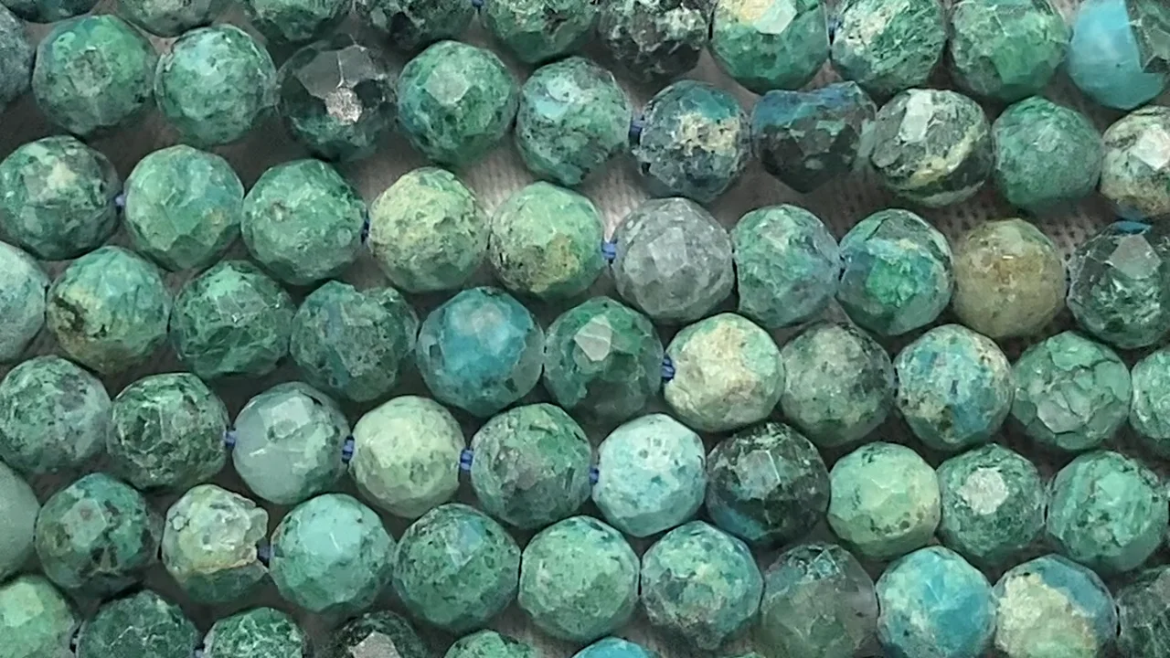 クリソコラ ラウンドカット4mm 1連｜天然石ビーズの卸問屋・通販