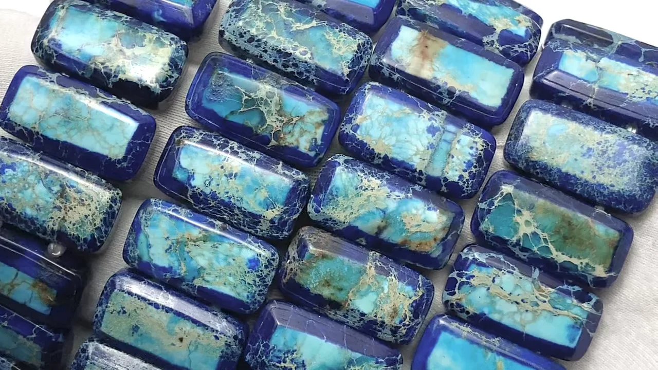 カラーカオリン 2つ穴レクタングル20×10×6mm バングルブレス｜天然石 
