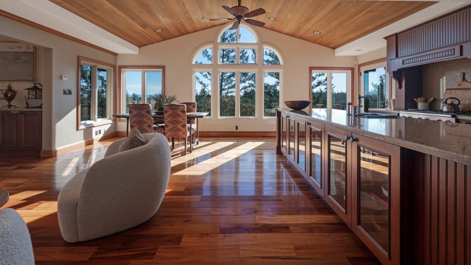 luxury kitchen with sunlight filtering in