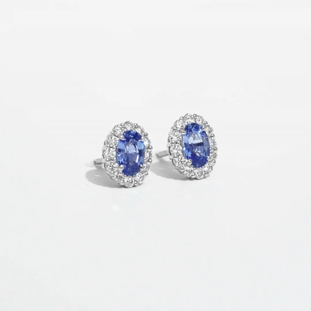 1735 Mini Icons Pale Sapphire Stud Earrings | In Platinum with Diamond