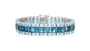 25.80 ct. t.w. Tonal Blue and White Topaz Bracelet in Sterling Silver