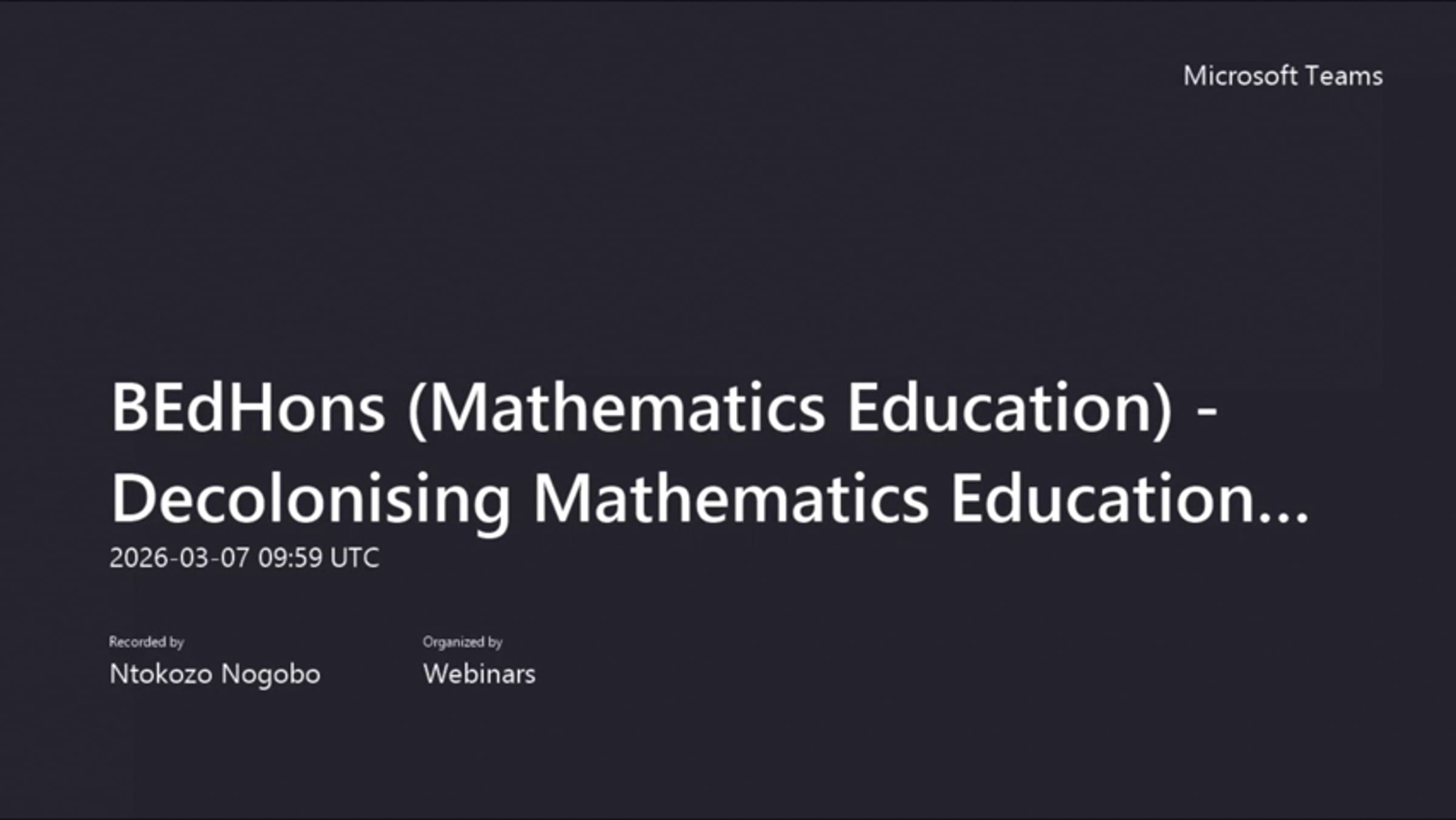 BEdHons (Mathematics Education) - Decolonising Mathematics Education ...