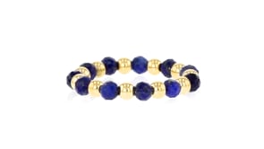 3-3.5mm Lapis Bead Stretch Ring with 14kt Yellow Gold