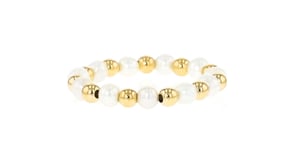 3-3.5mm Cultured Pearl and 14kt Yellow Gold Bead Stretch Ring
