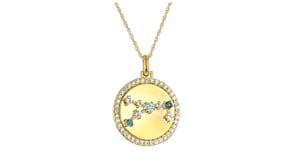Tonal Blue and White Topaz Zodiac Constellation Pendant Necklace in 18kt Gold Over Sterling