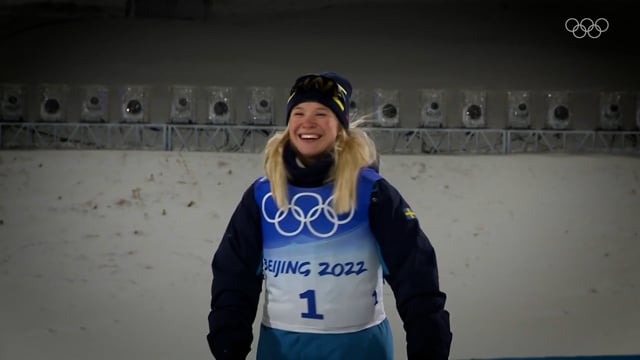 Paul Rhys filming a profile of cross-country skier Jonna Sundling in Sweden