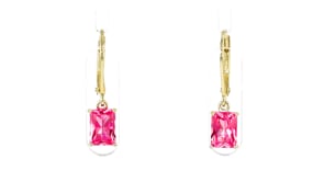 2.00 ct. t.w. Lab-Grown Pink Sapphire Drop Earrings in 18kt Gold Vermeil