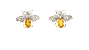 80 ct. t.w. Citrine and .25 ct. t.w. Diamond Bee Earrings in 14kt Yellow Gold