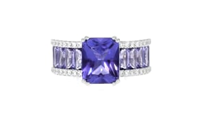 6.75 ct. t.w. Simulated Tanzanite and .20 ct. t.w. CZ Ring in Sterling Silver