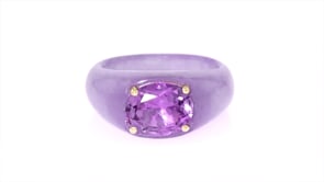 3.00 Carat Amethyst and Lavender Jade Ring with 14kt Yellow Gold
