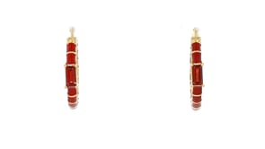 .90 ct. t.w. Garnet and Red Enamel Hoop Earrings in 18kt Gold Over Sterling