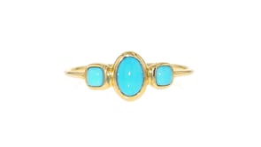 Turquoise Three-Stone Ring in 14kt Yellow Gold