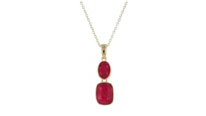 4.00 ct. t.w. Ruby Double-Drop Pendant Necklace in 18kt Gold Over Sterling