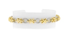 Sterling Silver and 18kt Gold Over Sterling XO Bracelet