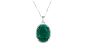 13.00 Carat Emerald Pendant Necklace in Sterling Silver
