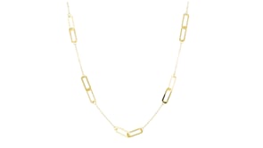 Italian 14kt Yellow Gold Paper Clip Link Station Necklace