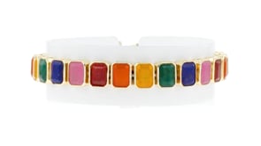 Bezel-Set Multi-Gemstone Bracelet in 18kt Gold Over Sterling