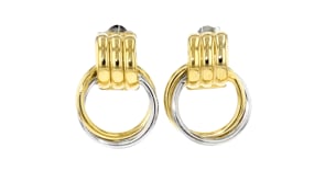 Italian Sterling Silver and 18kt Gold Over Sterling Circle Drop Earrings