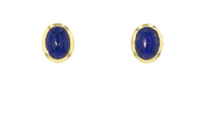 Bezel-Set Lapis Stud Earrings in 18kt Gold Over Sterling