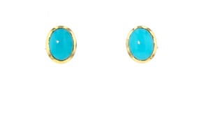 Bezel-Set Turquoise Stud Earrings in 18kt Gold Over Sterling