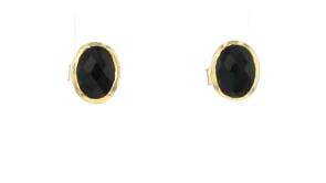 Bezel-Set Onyx Stud Earrings in 18kt Gold Over Sterling