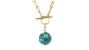 14mm Turquoise Bead Charm in 18kt Gold Over Sterling