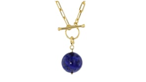14mm Lapis Bead Charm in 18kt Gold Over Sterling