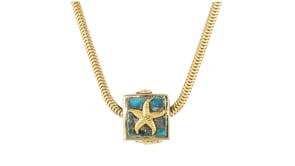 Turquoise Sea Life Bead Charm in 18kt Gold Over Sterling