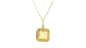 Italian 10kt Yellow Gold Cross Cutout Pendant Necklace