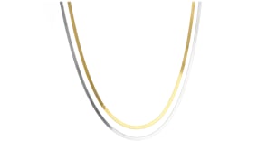 Italian Sterling Silver and 18kt Gold Over Sterling Two-Strand Herringbone Necklace