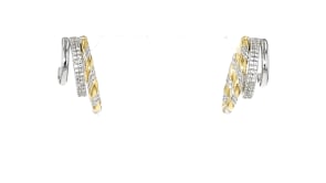 1.30 ct. t.w. White Topaz Multi-Hoop Earrings in Sterling Silver and 18kt Gold Over Sterling