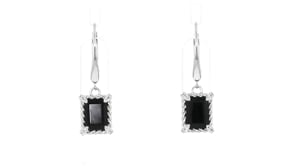 Onyx Drop Earrings with White Topaz in Sterling Silver
