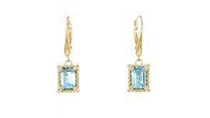 2.60 ct. t.w. Sky Blue Topaz Drop Earrings with White Topaz in 18kt Gold Over Sterling