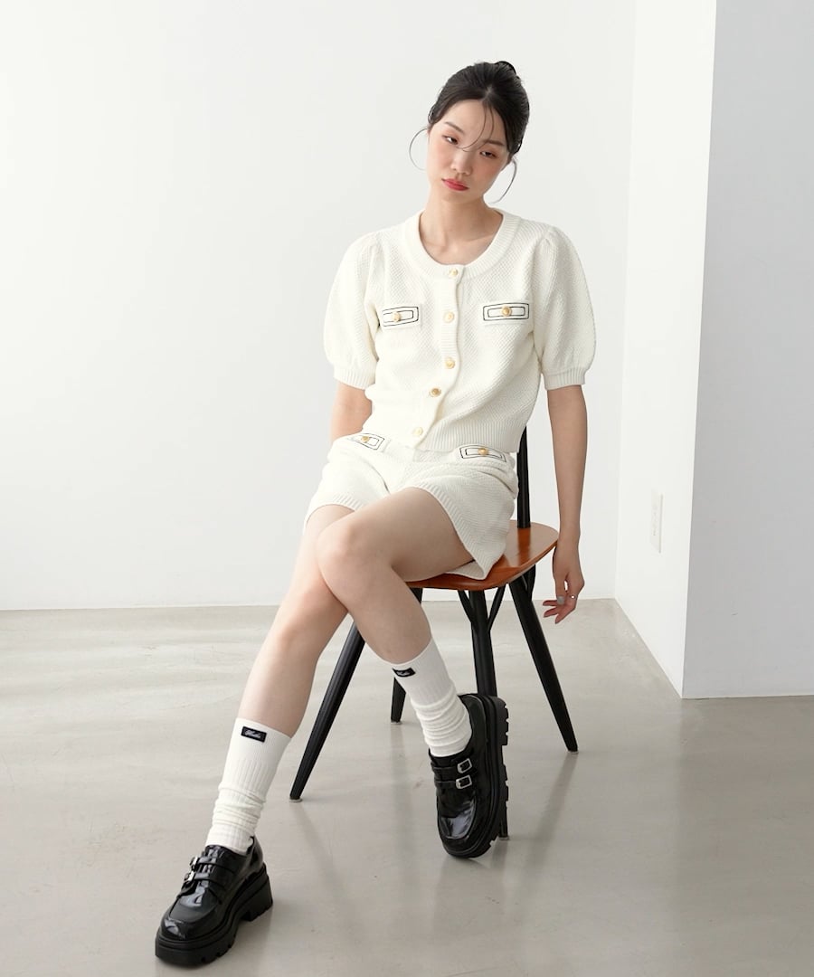 ゴールドボタンステッチショートパンツ | [公式]ヘザー（Heather）通販