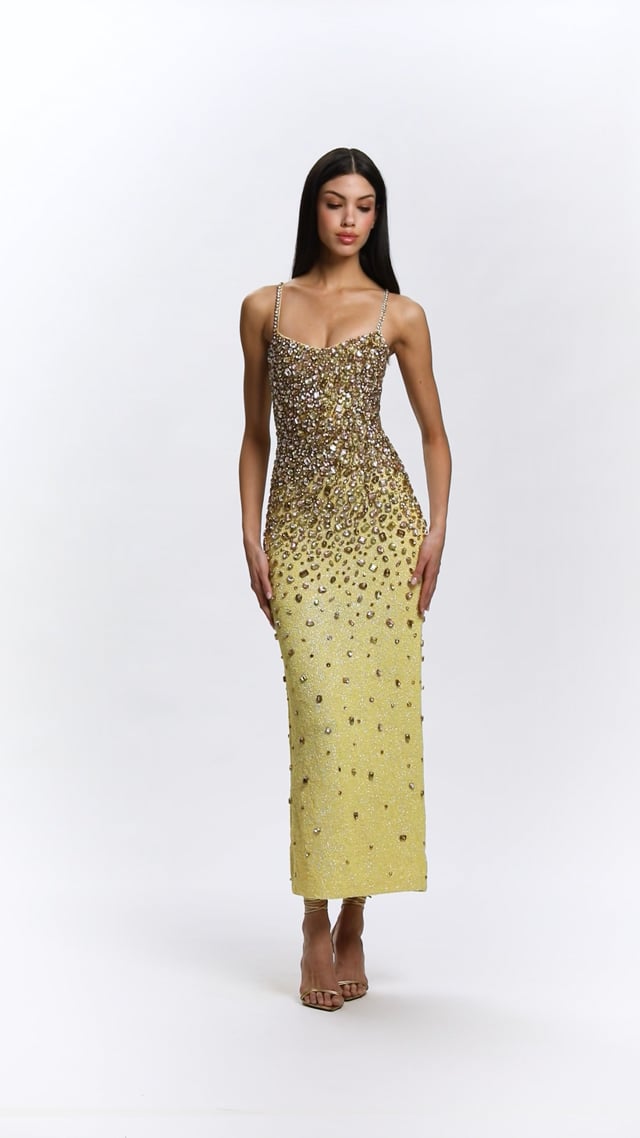 slim fit dress slacks Sequin-embellished Floral Midi Dress – IULOVER main image 0