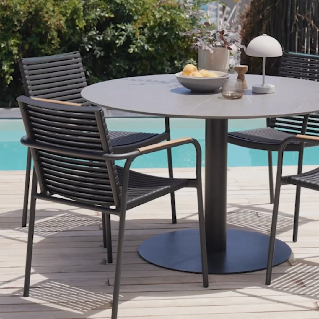 NABE Stackable Patio Dining Chair with Armrests