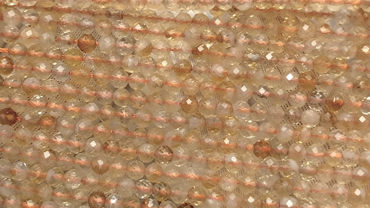バイカラーシトリン ラウンドカット3mm 1連｜天然石ビーズの卸問屋