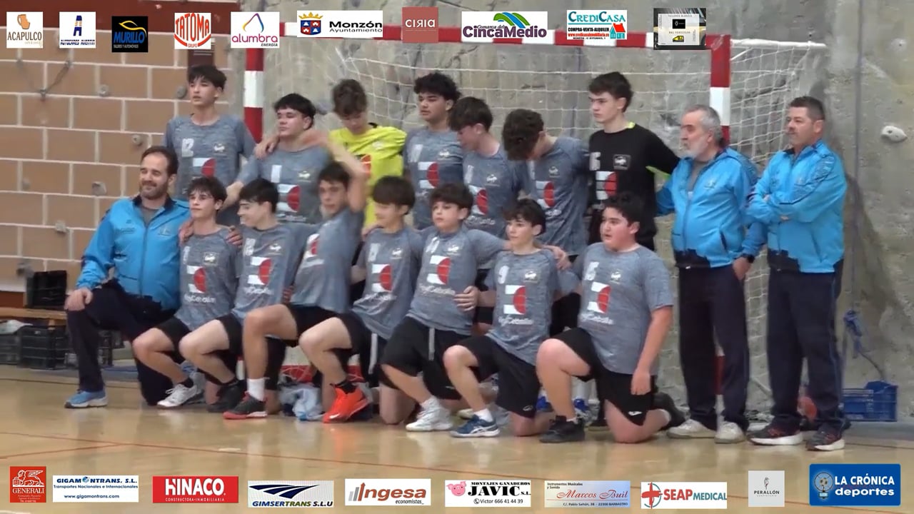 BALONMANO  REGIONAL ESCOLAR CADETE GRUPO B  CLUB BALONMANO MONZÓN CONSTRUCCIONES FÉLIX CEBOLLA 38-31 CB LA JOTA ZARAGOZA