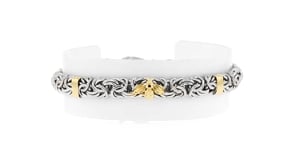 Sterling Silver and 18kt Gold Over Sterling Byzantine Bumblebee Station Bracelet